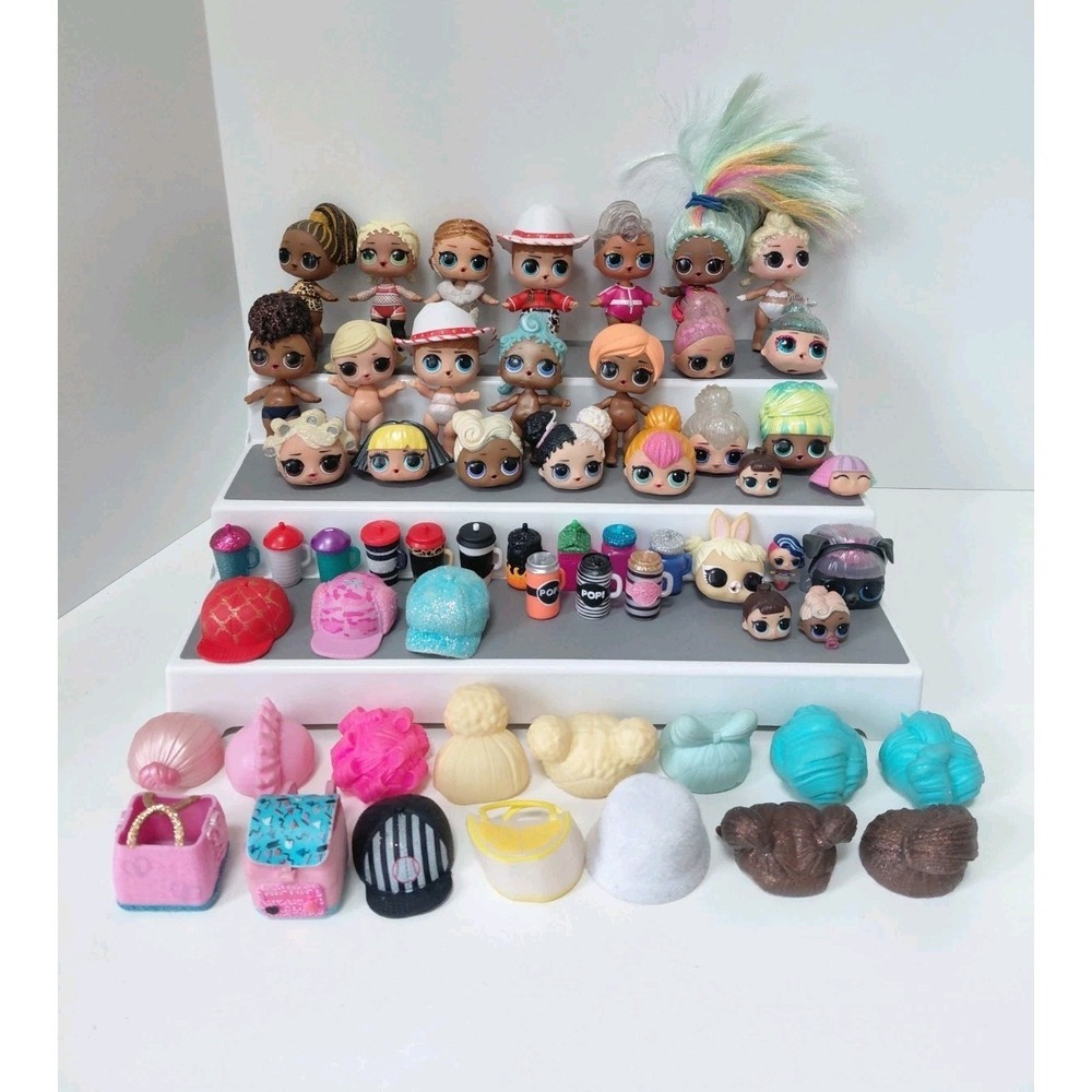 HUGE Lot L.O.L. Surprise Figures‎ Accessories Hair Hats Bottles 60+ Pieces